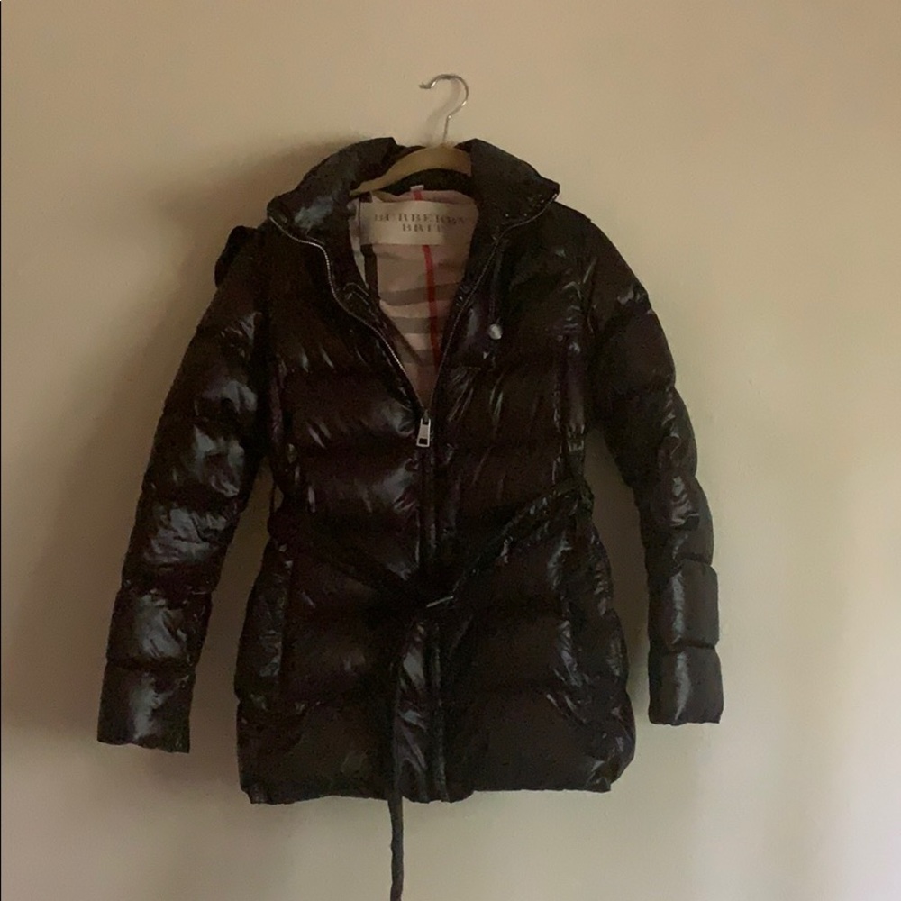 Burberry black belted puffer coat